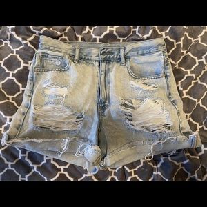 High waisted distressed shorts
